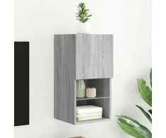 TV staliukas TV spintelė su LED lemputėmis, pilka ąžuolo, 30,5x30x60cm