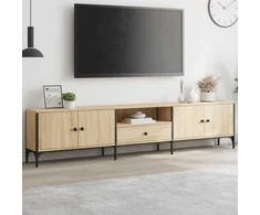TV staliukas TV spintelė su stalčiumi, ąžuolo, 200x25x44cm, apdirbta mediena