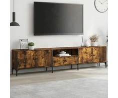 TV staliukas TV spintelė su stalčiumi, dūminė, 200x25x44cm, apdirbta mediena