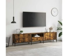 TV staliukas TV spintelė su stalčiumi, dūminė, 200x25x44cm, apdirbta mediena