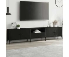 TV staliukas TV spintelė su stalčiumi, juoda, 200x25x44cm, apdirbta mediena