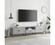 TV staliukas TV spintelė su stalčiumi, pilka, 200x25x44cm, apdirbta mediena