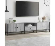 TV staliukas TV spintelė su stalčiumi, pilka, 200x25x44cm, apdirbta mediena