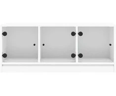TV staliukas TV spintelė su stiklinėmis durelėmis, balta, 102x37x42cm