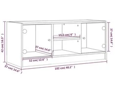 TV staliukas TV spintelė su stiklinėmis durelėmis, ąžuolo, 102x37x42cm