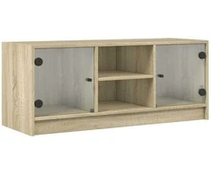 TV staliukas TV spintelė su stiklinėmis durelėmis, ąžuolo, 102x37x42cm