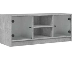 TV staliukas TV spintelė su stiklinėmis durelėmis, betono, 102x37x42cm