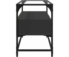 TV staliukas TV spintelė su stikliniu stalviršiu, juoda, 80x35x51cm, mediena