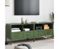 TV staliukas TV spintelės, 2vnt., alyvuogių, 68x39x50,5cm, plienas