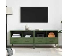 TV staliukas TV spintelės, 2vnt., alyvuogių, 68x39x50,5cm, plienas