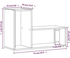TV staliukas TV spintelės, 2vnt., dūminės, 75x30x50cm, apdirbta mediena