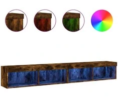 TV staliukas TV spintelės su LED, 2vnt., dūminio ąžuolo, 100x30x30cm