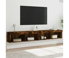 TV staliukas TV spintelės su LED, 2vnt., dūminio ąžuolo, 100x30x30cm