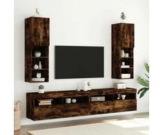 TV staliukas TV spintelės su LED, 2vnt., dūminio ąžuolo, 30,5x30x102cm