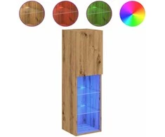 TV staliukas TV spintelės su LED, 2vnt., rudos ąžuolo, 30,5x30x102cm
