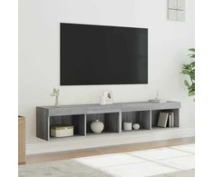 TV staliukas TV spintelės su LED, 2vnt., pilkos ąžuolo, 80x30x30cm