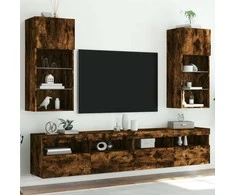 TV staliukas TV spintelės su LED, 2vnt., dūminio ąžuolo, 40,5x30x90cm