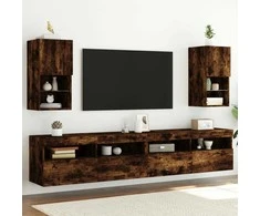 TV staliukas TV spintelės su LED, 2vnt., dūminio ąžuolo, 30,5x30x60cm