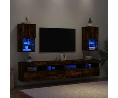 TV staliukas TV spintelės su LED, 2vnt., dūminio ąžuolo, 30,5x30x60cm