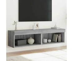 TV staliukas TV spintelės su LED, 2vnt., pilkos ąžuolo, 60x30x30cm