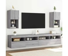 TV staliukas TV spintelės su LED, 2vnt., pilkos ąžuolo, 30,5x30x60cm