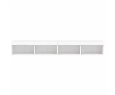 TV staliukas TV spintelės su LED lemputėmis, 2vnt., baltos, 100x30x30cm