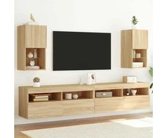 TV staliukas TV spintelės su LED lemputėmis, 2vnt., ąžuolo, 30,5x30x60cm