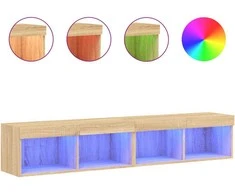 TV staliukas TV spintelės su LED lemputėmis, 2vnt., ąžuolo, 80x30x30cm