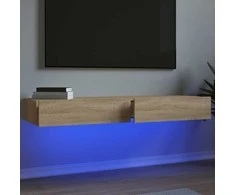 TV staliukas TV spintelės su LED lemputėmis, 2vnt., ąžuolo, 60x35x15,5cm