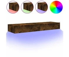 TV staliukas TV spintelės su LED lemputėmis, 2vnt., dūminės, 60x35x15,5cm