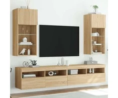 TV staliukas TV spintelės su LED lemputėmis, 2vnt., ąžuolo, 40,5x30x90cm