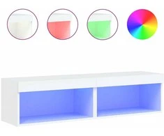 TV staliukas TV spintelės su LED lemputėmis, 2vnt., baltos, 60x30x30cm