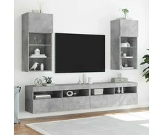 TV staliukas TV spintelės su LED lemputėmis, 2vnt., betono, 40,5x30x90cm