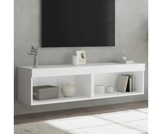 TV staliukas TV spintelės su LED lemputėmis, 2vnt., baltos, 60x30x30cm