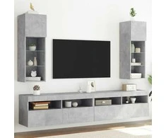 TV staliukas TV spintelės su LED lemputėmis, 2vnt., betono, 30,5x30x90cm