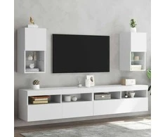 TV staliukas TV spintelės su LED lemputėmis, 2vnt., baltos, 30,5x30x60cm