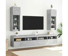 TV staliukas TV spintelės su LED lemputėmis, 2vnt., betono, 30,5x30x90cm