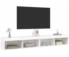 TV staliukas TV spintelės su LED lemputėmis, 2vnt., baltos, 100x30x30cm