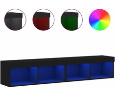 TV staliukas TV spintelės su LED lemputėmis, 2vnt., juodos, 80x30x30cm