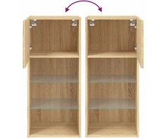 TV staliukas TV spintelės su LED lemputėmis, 2vnt., ąžuolo, 40,5x30x90cm