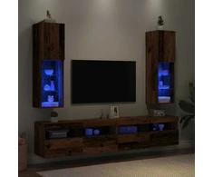 TV staliukas TV spintelės su LED lemputėmis, 2vnt., medienos, 30,5x30x102cm