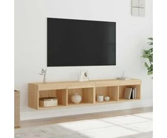 TV staliukas TV spintelės su LED lemputėmis, 2vnt., ąžuolo, 80x30x30cm