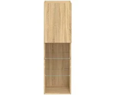 TV staliukas TV spintelės su LED lemputėmis, 2vnt., ąžuolo, 30,5x30x102cm