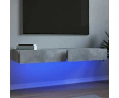 TV staliukas TV spintelės su LED lemputėmis, 2vnt., betono, 60x35x15,5cm