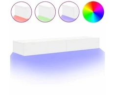 TV staliukas TV spintelės su LED lemputėmis, 2vnt., baltos, 60x35x15,5cm