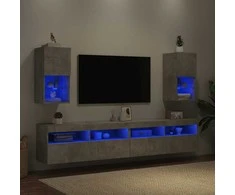 TV staliukas TV spintelės su LED lemputėmis, 2vnt., betono, 30,5x30x60cm