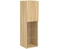 TV staliukas TV spintelės su LED lemputėmis, 2vnt., ąžuolo, 30,5x30x102cm