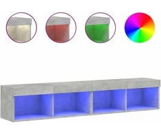 TV staliukas TV spintelės su LED lemputėmis, 2vnt., betono, 80x30x30cm