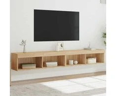 TV staliukas TV spintelės su LED lemputėmis, 2vnt., ąžuolo, 100x30x30cm