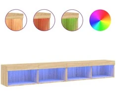 TV staliukas TV spintelės su LED lemputėmis, 2vnt., ąžuolo, 100x30x30cm